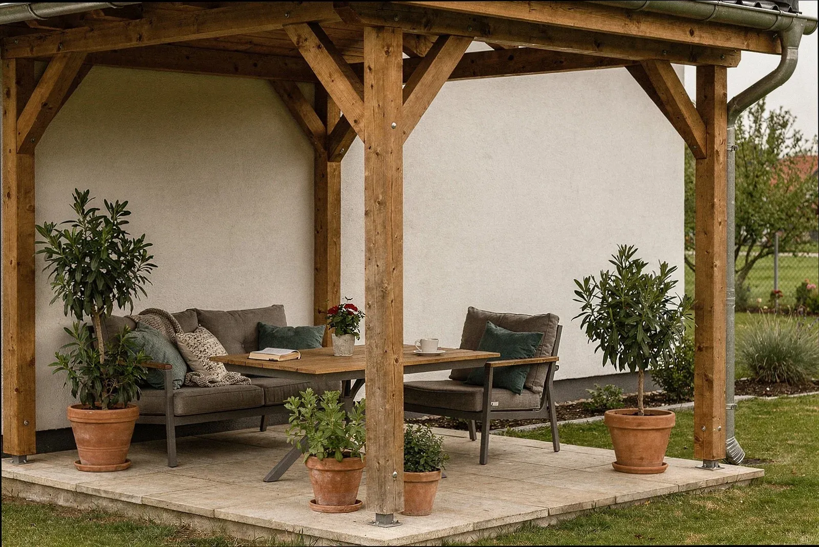 Terrassenüberdachung aus Holz in Aachen
