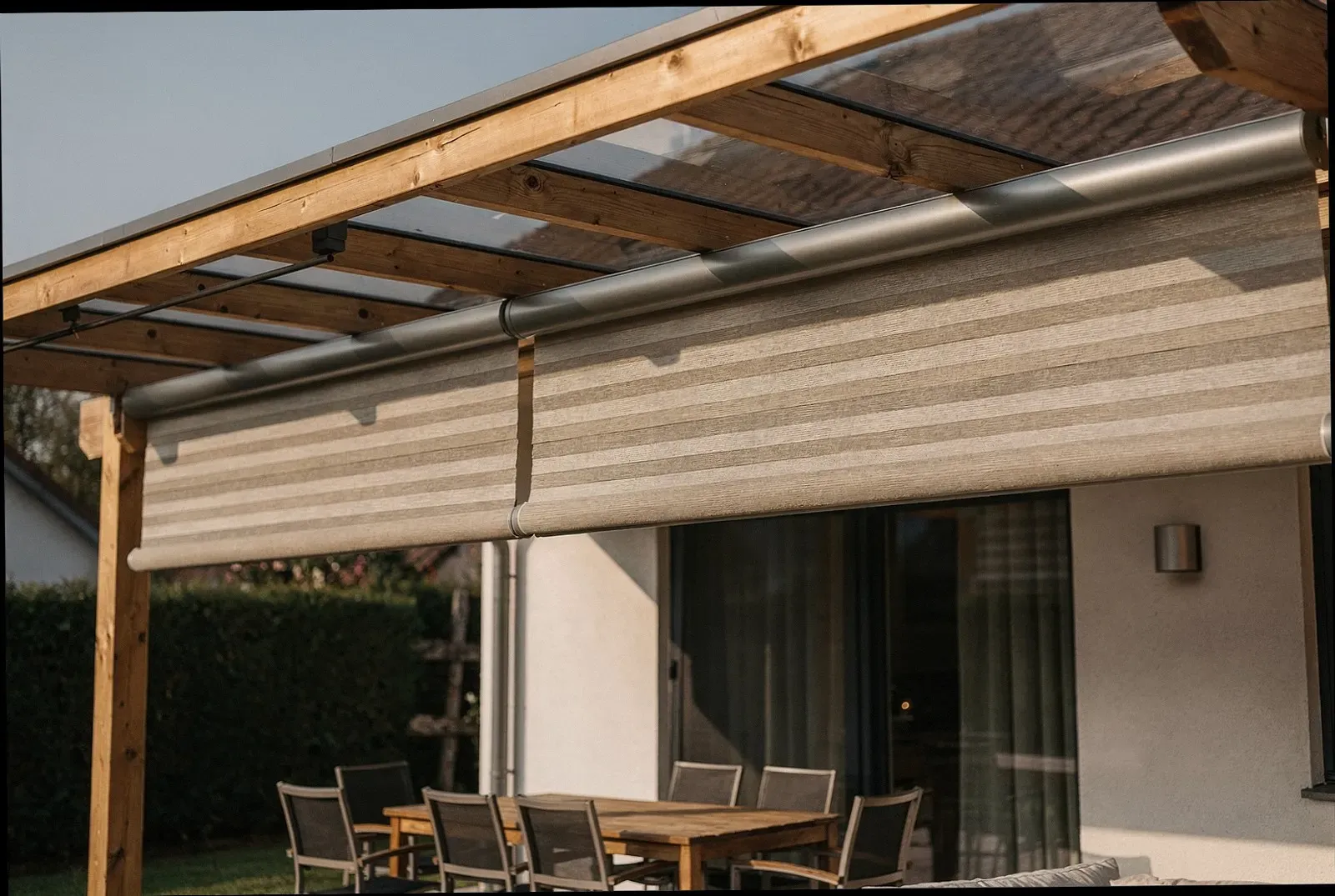 Unterglasmarkise unter einem Terrassendach in Aachen